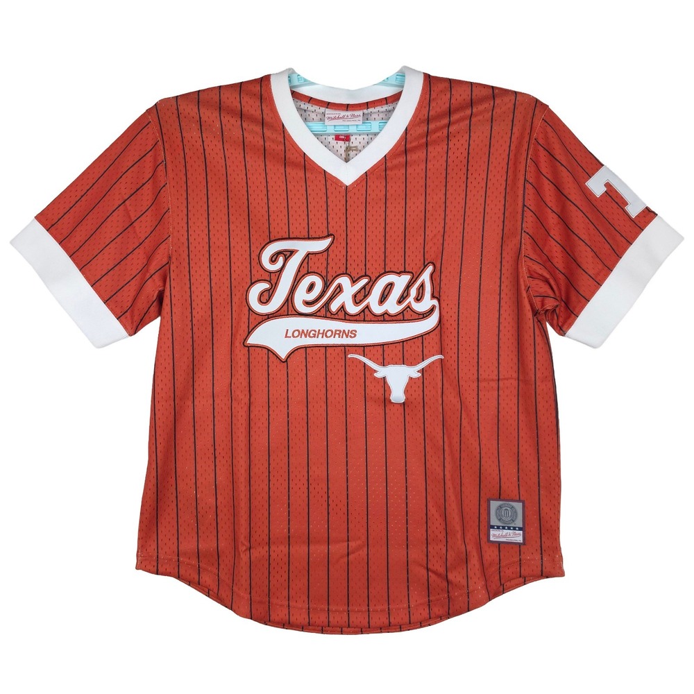 Texas Longhorns Mitchell & Ness NCAA Large Jersey Shirt Embroidery Orange NWT